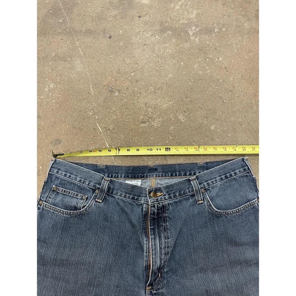 Carhartt Jeans Mens 42x30 Blue Relaxed Fit Straight‎ Leg Workwear Denim 100115